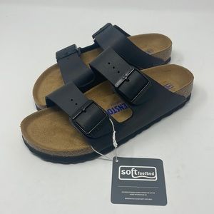 Birkenstock Arizona Black Leather Size 37 Ladies 6 Soft footbed new with tags
